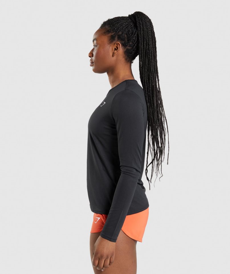 Women's Gymshark Training Long Sleeve Top T-Shirts Black | NZ 7AFLJR